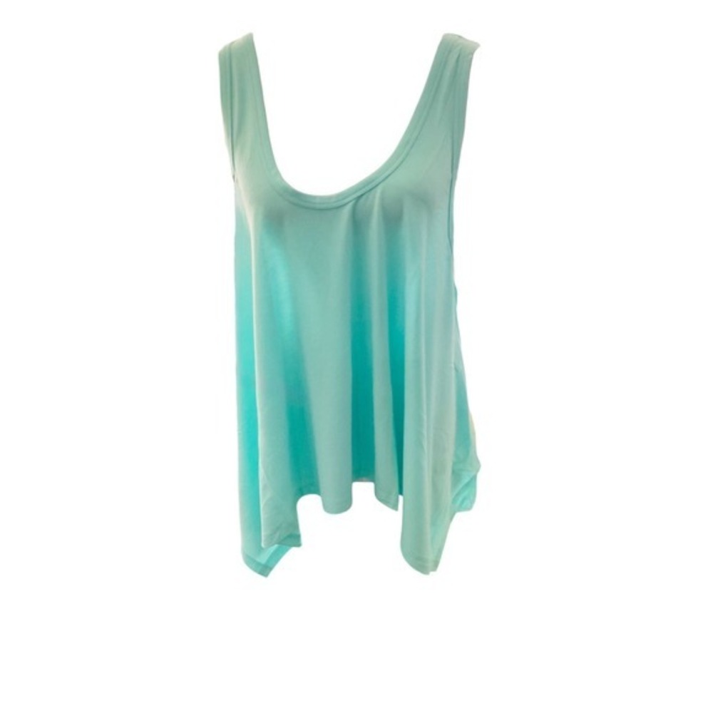 Zenana Mint Green Scoop Neck Sharkbite Hem Sleeveless Tank Top Small